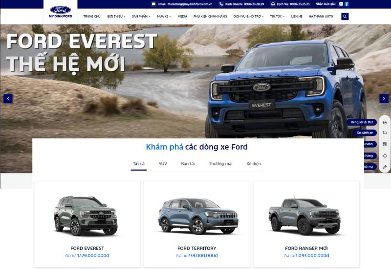 hiết kế website Mỹ Đình Ford